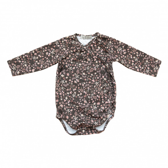 Organiskās trikotāžas bodijs ar ziedu rakstu