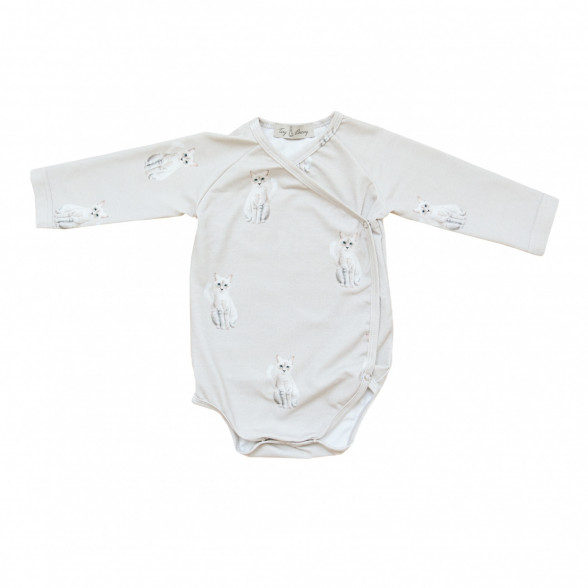 Organiskās trikotāžas bodijs ar kaķu apdruku