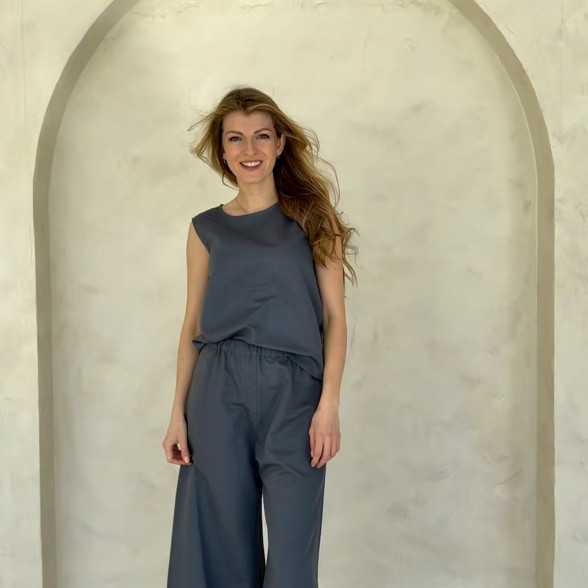 Sieviešu lina tops - zils