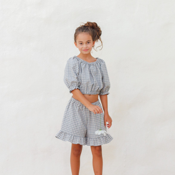 Rūtains crop tops - zils